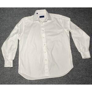 David Donahue Men's White 100% Cotton Dress Shirt. 16.5 34/35 rn#110577
